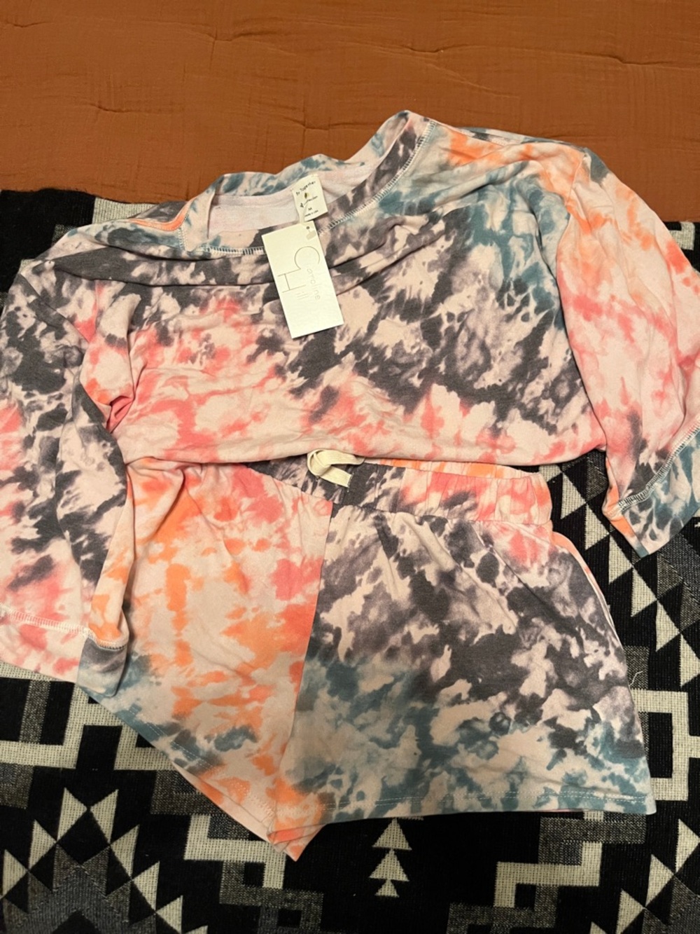 Cozy Tie-Dye Lounge Top by CP Shades - Coral, Gray & Blue